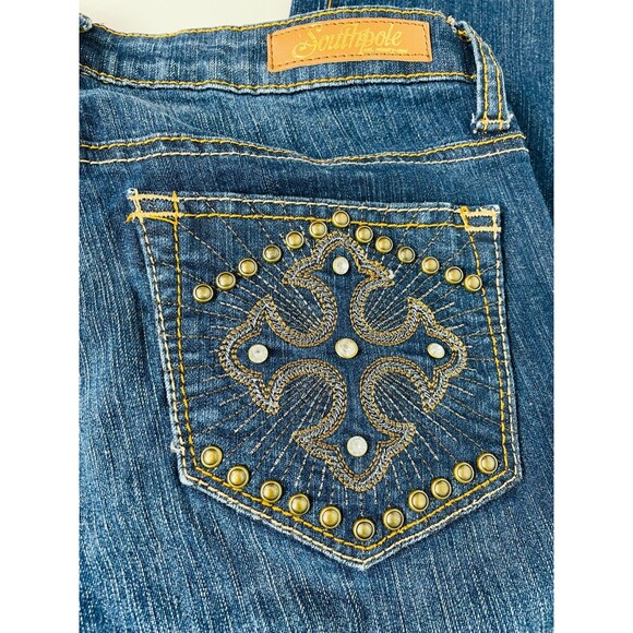 Southpole Jeans Womens Size 7 (28x29) Low Rise Y2K Jeans Studded Pockets Bootcut - Picture 14 of 15